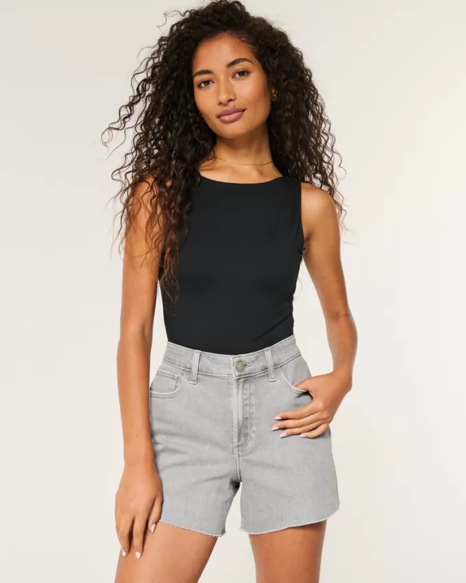 High-Rise Relaxed Denim Shorts 5″,High-Rise Relaxed Denim Shorts 5″