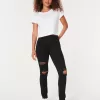 High-Rise Ripped Black Jean Leggings,High-Rise Ripped Black Jean Leggings