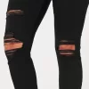 High-Rise Ripped Black Jean Leggings,High-Rise Ripped Black Jean Leggings