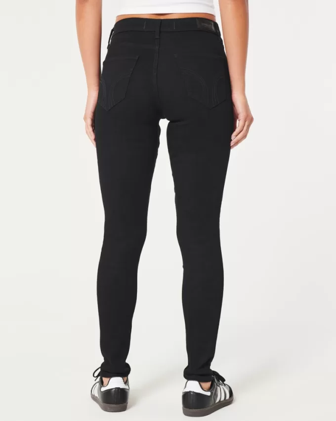 High-Rise Ripped Black Super Skinny Jeans,High-Rise Ripped Black Super Skinny Jeans