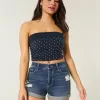 High-Rise Ripped Dark Wash Denim Shortie Shorts,High-Rise Ripped Dark Wash Denim Shortie Shorts