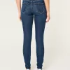 High-Rise Ripped Dark Wash Super Skinny Jeans,High-Rise Ripped Dark Wash Super Skinny Jeans