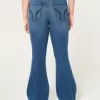 High-Rise Ripped Medium Wash Flare Jeans,High-Rise Ripped Medium Wash Flare Jeans