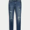 High-Rise Ripped Medium Wash Super Skinny Jeans,High-Rise Ripped Medium Wash Super Skinny Jeans