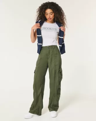 High-Rise Tencel Baggy Cargo Pants,High-Rise Tencel Baggy Cargo Pants