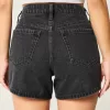 High-Rise Washed Black Relaxed Denim Shorts 5″,High-Rise Washed Black Relaxed Denim Shorts 5″