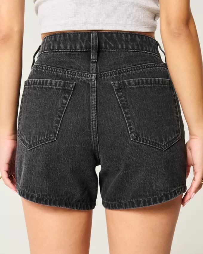 High-Rise Washed Black Relaxed Denim Shorts 5″,High-Rise Washed Black Relaxed Denim Shorts 5″