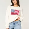Hollister Comfy Cloud American Flag Graphic Crew Sweater,Hollister Comfy Cloud American Flag Graphic Crew Sweater