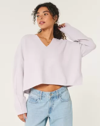 Hollister Comfy Cloud Boxy Notch-Neck Sweater,Hollister Comfy Cloud Boxy Notch-Neck Sweater