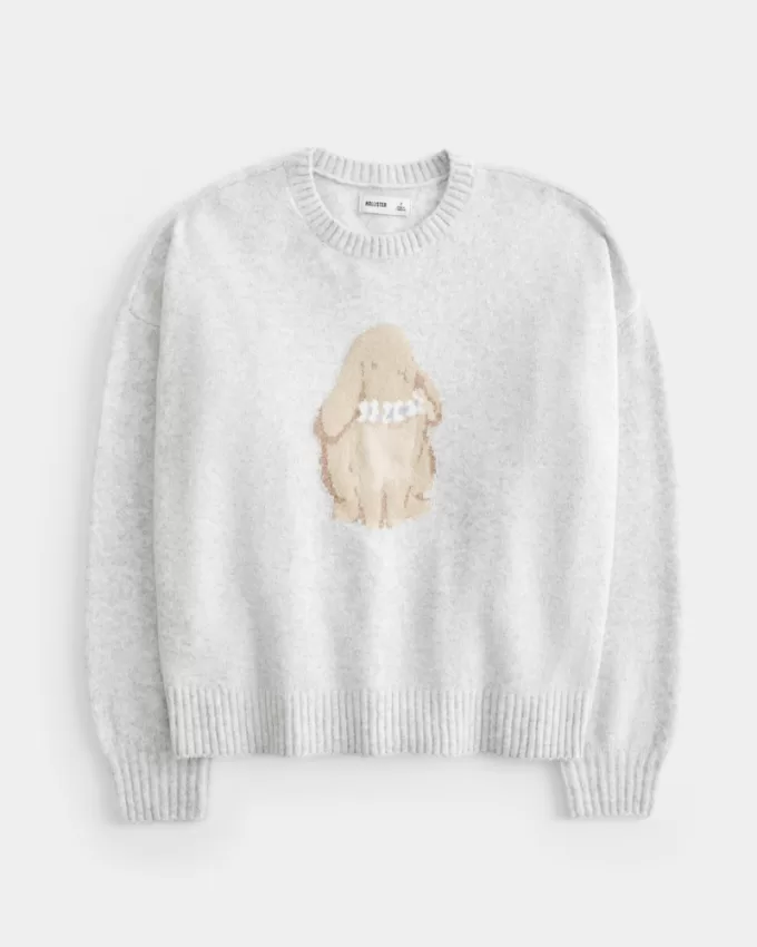 Hollister Comfy Cloud Bunny Graphic Crew Sweater,Hollister Comfy Cloud Bunny Graphic Crew Sweater