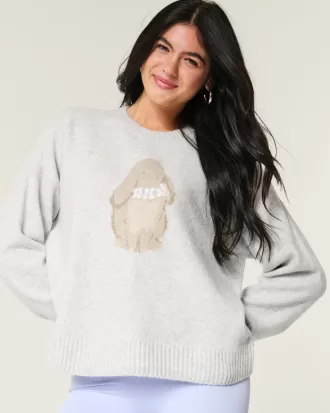 Hollister Comfy Cloud Bunny Graphic Crew Sweater,Hollister Comfy Cloud Bunny Graphic Crew Sweater