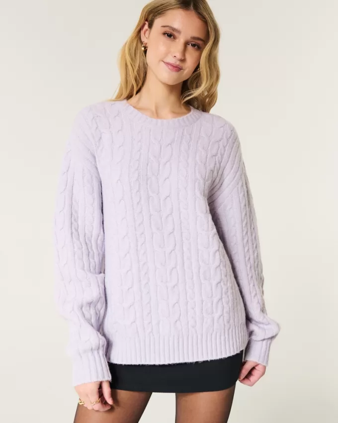 Hollister Comfy Cloud Cable-Knit Crew Sweater,Hollister Comfy Cloud Cable-Knit Crew Sweater