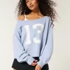 Hollister Comfy Cloud Easy Off-the-Shoulder Number Graphic Sweater,Hollister Comfy Cloud Easy Off-the-Shoulder Number Graphic Sweater