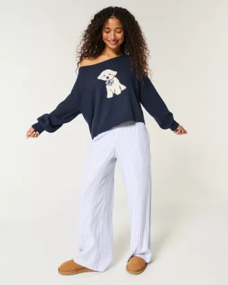 Hollister Comfy Cloud Easy Off-the-Shoulder Puppy Graphic Sweater,Hollister Comfy Cloud Easy Off-the-Shoulder Puppy Graphic Sweater