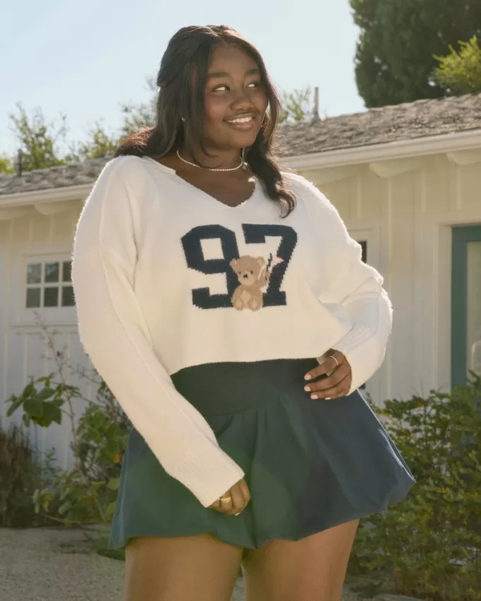 Hollister Comfy Cloud Graphic Notch-Neck Sweater,Hollister Comfy Cloud Graphic Notch-Neck Sweater