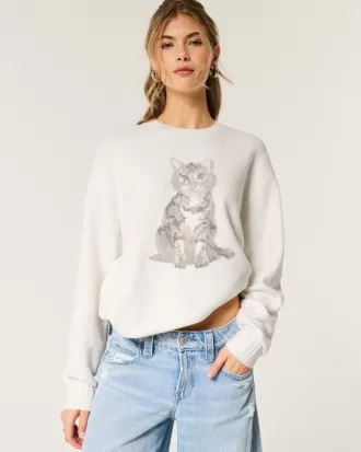 Hollister Comfy Cloud Kitten Graphic Sweater,Hollister Comfy Cloud Kitten Graphic Sweater
