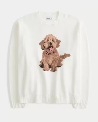 Hollister Comfy Cloud Oversized Dog Graphic Sweater,Hollister Comfy Cloud Oversized Dog Graphic Sweater
