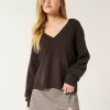 Hollister Comfy Cloud Oversized V-Neck Sweater,Hollister Comfy Cloud Oversized V-Neck Sweater