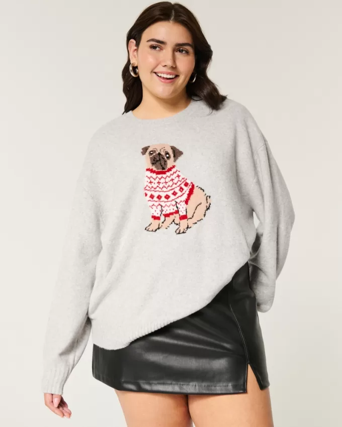 Hollister Comfy Cloud Puppy Graphic Crew Sweater,Hollister Comfy Cloud Puppy Graphic Crew Sweater
