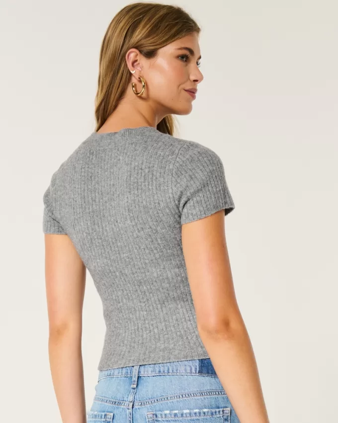 Hollister Comfy Cloud Short-Sleeve Crew Sweater,Hollister Comfy Cloud Short-Sleeve Crew Sweater