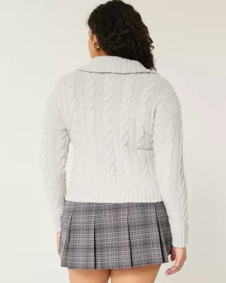 Hollister Comfy Cloud Zip-Up Cable-Knit Sweater,Hollister Comfy Cloud Zip-Up Cable-Knit Sweater