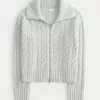 Hollister Comfy Cloud Zip-Up Cable-Knit Sweater,Hollister Comfy Cloud Zip-Up Cable-Knit Sweater