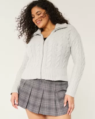 Hollister Comfy Cloud Zip-Up Cable-Knit Sweater,Hollister Comfy Cloud Zip-Up Cable-Knit Sweater