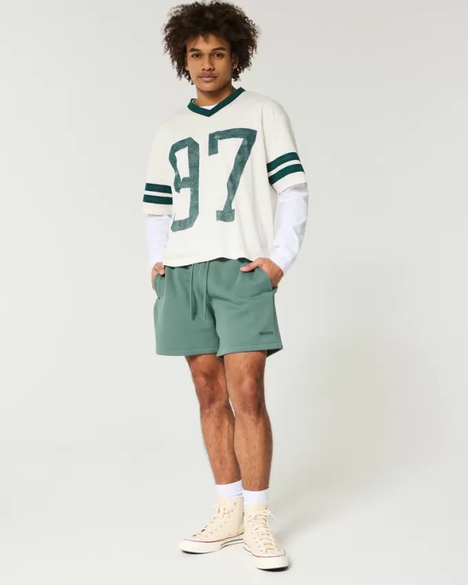 Hollister Feel Good Fleece Mid-Thigh Loose Shorts,Hollister Feel Good Fleece Mid-Thigh Loose Shorts