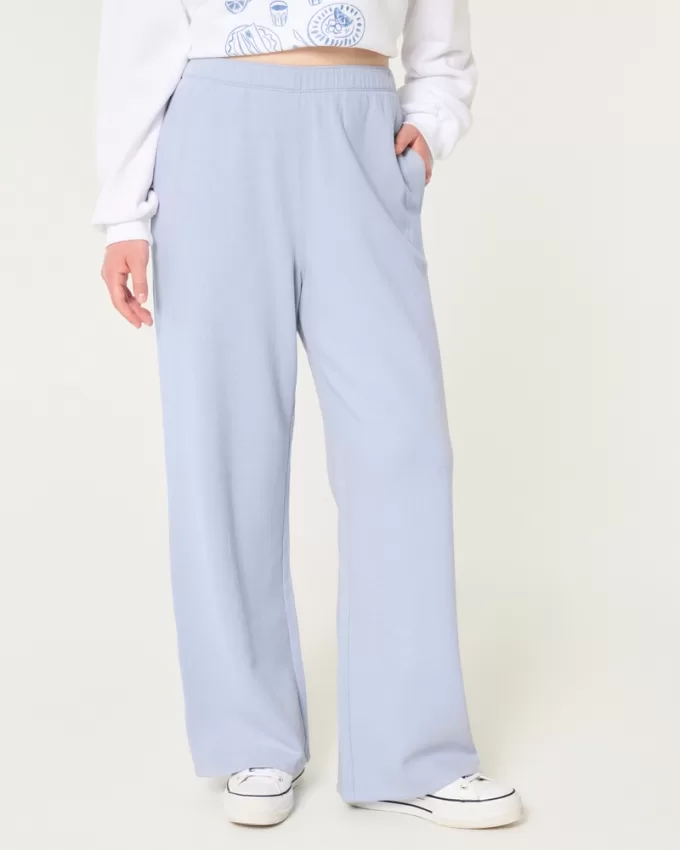 Hollister Feel Good Fleece Wide-Leg Pants,Hollister Feel Good Fleece Wide-Leg Pants