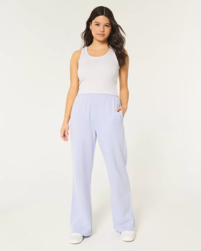Hollister Feel Good Fleece Wide-Leg Pants,Hollister Feel Good Fleece Wide-Leg Pants