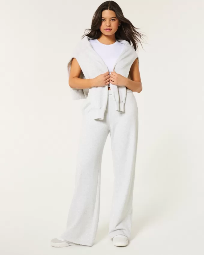 Hollister Feel Good Fleece Wide-Leg Pants,Hollister Feel Good Fleece Wide-Leg Pants