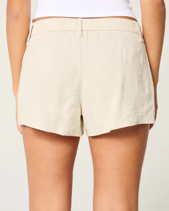 Hollister Livvy Low-Rise Linen-Blend Shorts 3″,Hollister Livvy Low-Rise Linen-Blend Shorts 3″