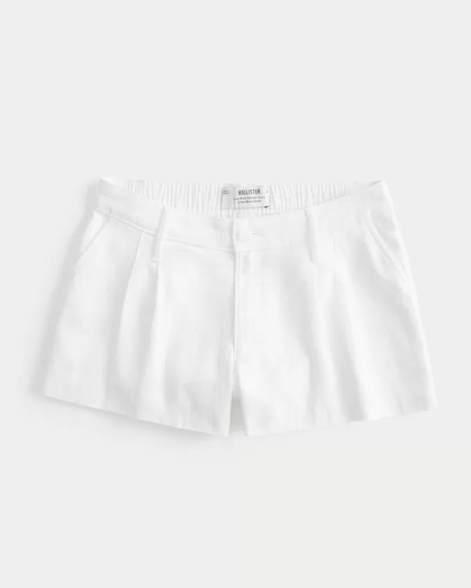Hollister Livvy Low-Rise Linen-Blend Shorts 3″,Hollister Livvy Low-Rise Linen-Blend Shorts 3″