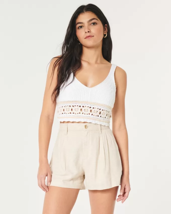Hollister Livvy Ultra High-Rise Linen-Blend Shorts,Hollister Livvy Ultra High-Rise Linen-Blend Shorts