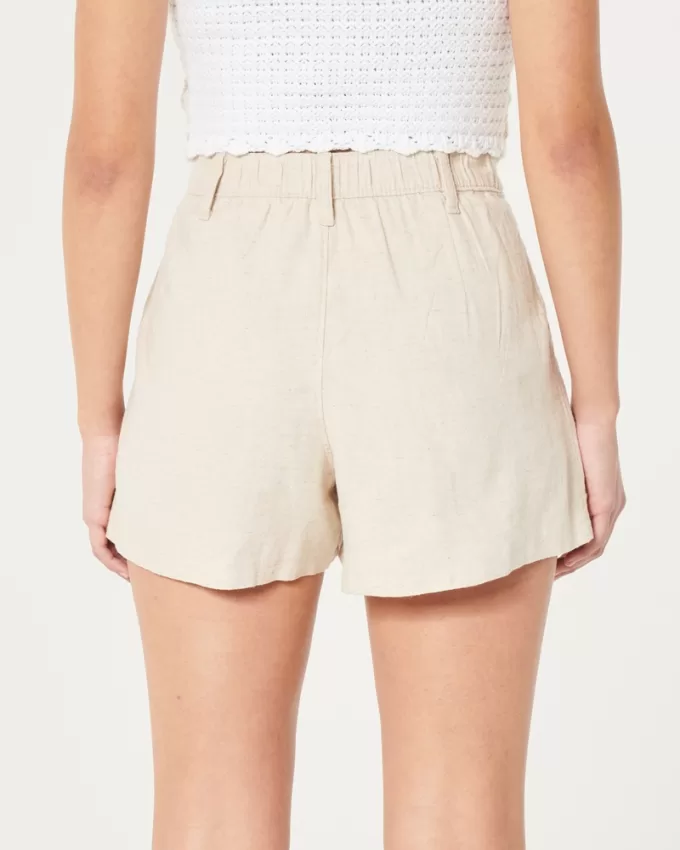 Hollister Livvy Ultra High-Rise Linen-Blend Shorts,Hollister Livvy Ultra High-Rise Linen-Blend Shorts