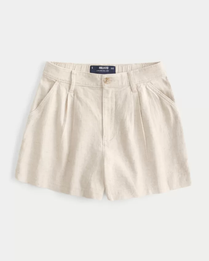 Hollister Livvy Ultra High-Rise Linen-Blend Shorts,Hollister Livvy Ultra High-Rise Linen-Blend Shorts