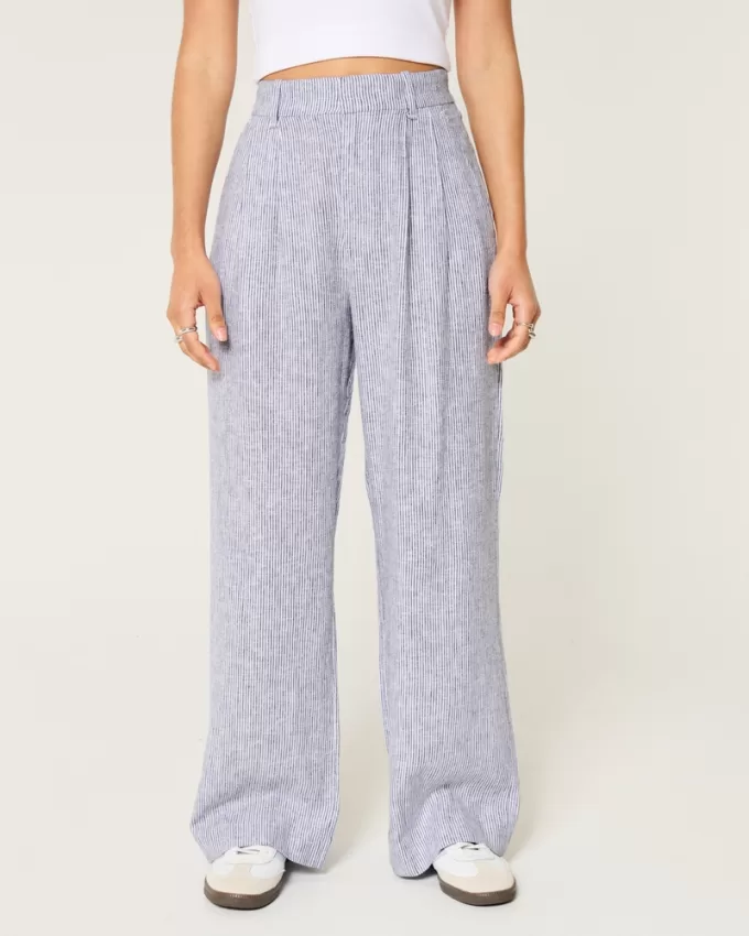Hollister Livvy Ultra High-Rise Linen-Blend Wide-Leg Pants,Hollister Livvy Ultra High-Rise Linen-Blend Wide-Leg Pants