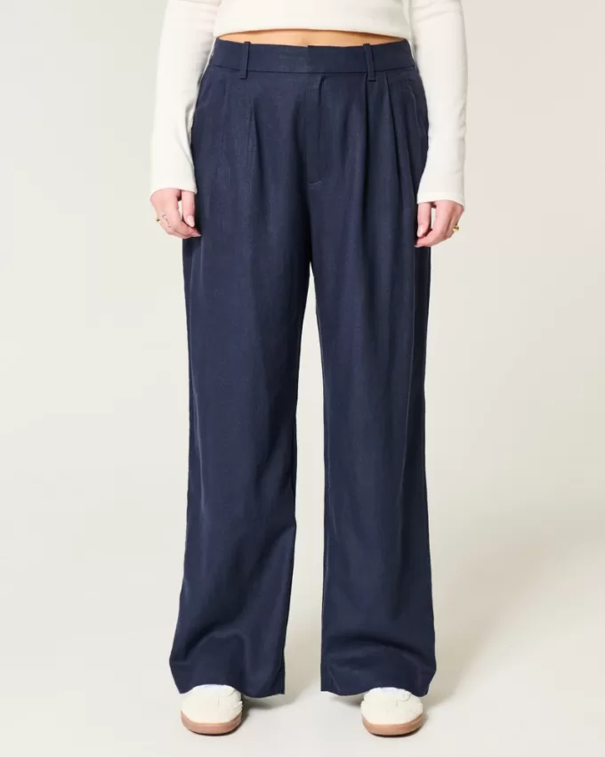 Hollister Livvy Ultra High-Rise Linen-Blend Wide-Leg Pants,Hollister Livvy Ultra High-Rise Linen-Blend Wide-Leg Pants