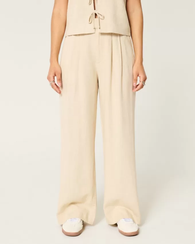 Hollister Livvy Ultra High-Rise Linen-Blend Wide-Leg Pants,Hollister Livvy Ultra High-Rise Linen-Blend Wide-Leg Pants