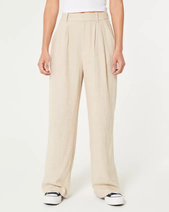 Hollister Livvy Ultra High-Rise Linen-Blend Wide-Leg Pants,Hollister Livvy Ultra High-Rise Linen-Blend Wide-Leg Pants