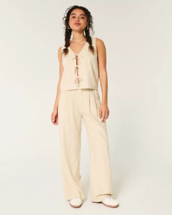 Hollister Livvy Ultra High-Rise Linen-Blend Wide-Leg Pants,Hollister Livvy Ultra High-Rise Linen-Blend Wide-Leg Pants