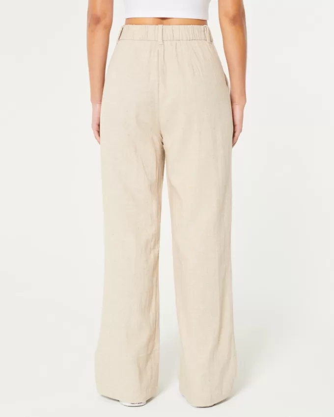 Hollister Livvy Ultra High-Rise Linen-Blend Wide-Leg Pants,Hollister Livvy Ultra High-Rise Linen-Blend Wide-Leg Pants