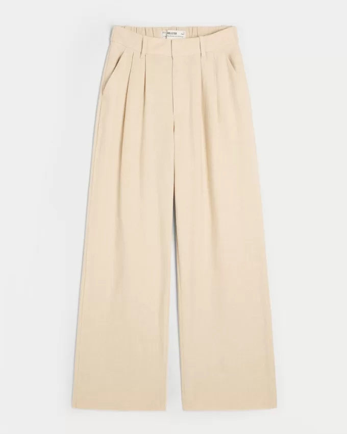 Hollister Livvy Ultra High-Rise Linen-Blend Wide-Leg Pants,Hollister Livvy Ultra High-Rise Linen-Blend Wide-Leg Pants