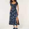 Hollister Saidie Short-Sleeve Tie-Back Midi Dress,Hollister Saidie Short-Sleeve Tie-Back Midi Dress