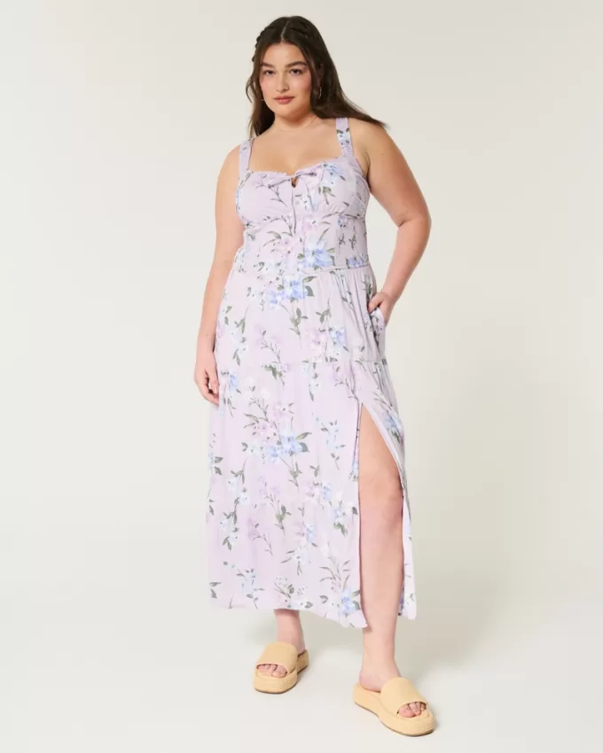 Hollister Sofia Side-Smocked Maxi Dress,Hollister Sofia Side-Smocked Maxi Dress