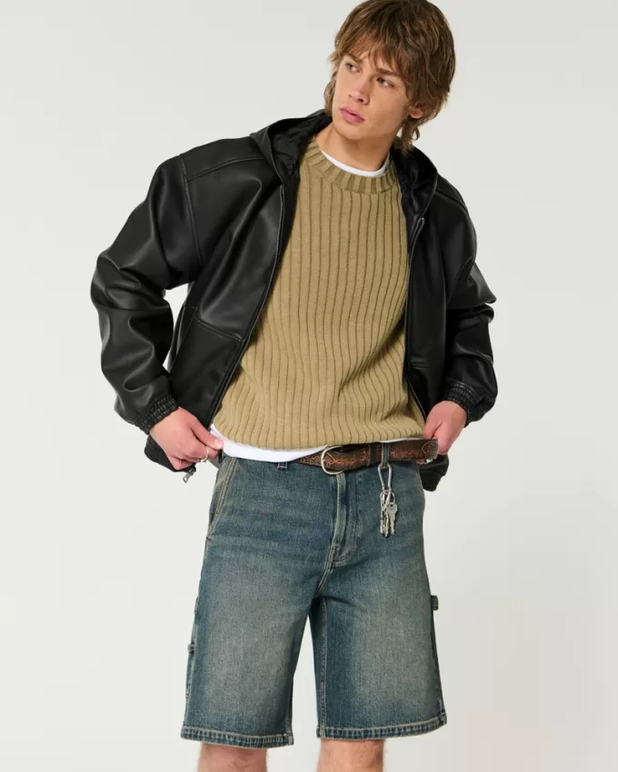 Hooded Vegan Leather Jacket,Hooded Vegan Leather Jacket