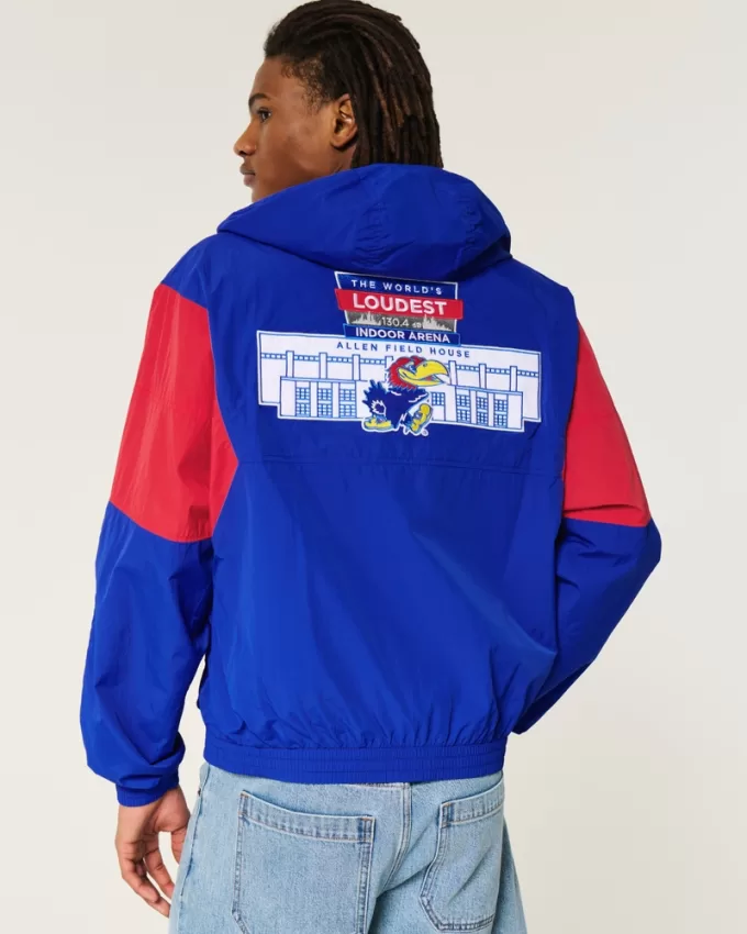 Kansas Jayhawks Graphic Hooded Windbreaker Jacket,Kansas Jayhawks Graphic Hooded Windbreaker Jacket