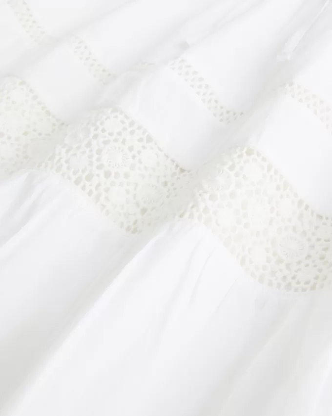 Lace Inset Tiered Maxi Skirt,Lace Inset Tiered Maxi Skirt