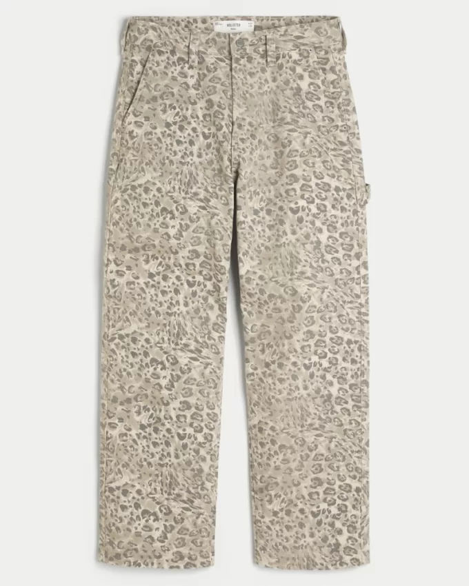 Leopard Print Baggy Painter Jeans,Leopard Print Baggy Painter Jeans