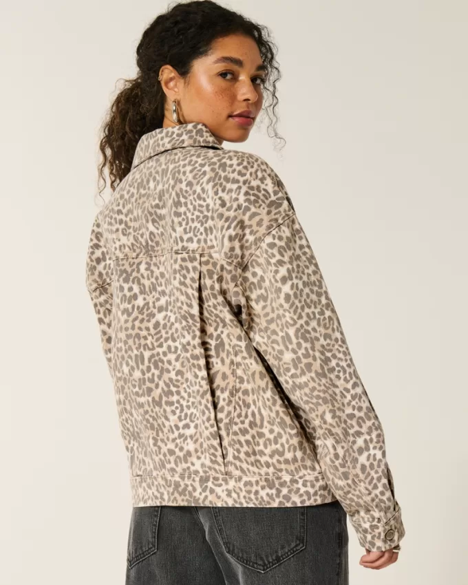 Leopard Print Denim Jacket,Leopard Print Denim Jacket